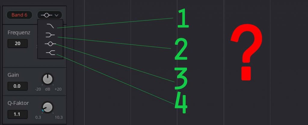 Bedeutung der Symbole in Fairlight. Davinci Resolve